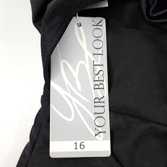 YBL Your Best Look Women's Black One Piece Swimsuit Strappy Halter Size 16 - Picture 8 of 16